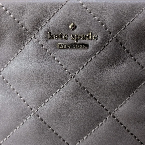 Kate Spade Quilted Leather Gray Crossbody With Gold Hardware. EUC - Picture 7 of 11